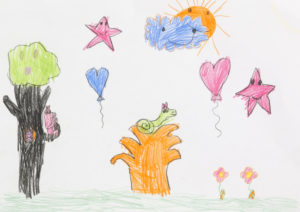 children's drawing on paper