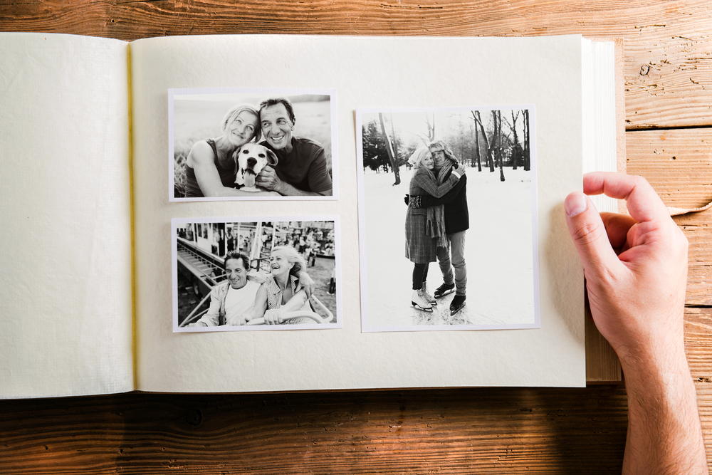 photo album showing couple memories