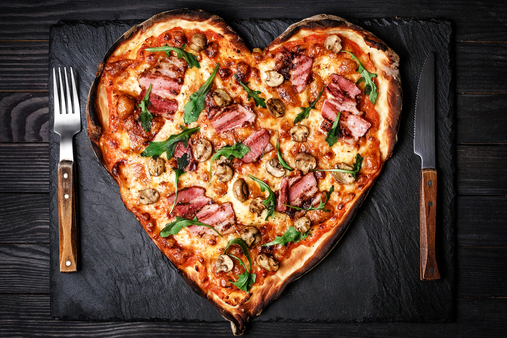 heart-shaped pizza